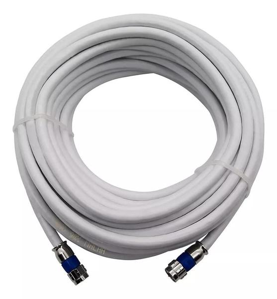 Cabo Rg6 Branco 10Metros Coaxial Antena Tv Crimpado Silver - New Line Cable Imagem de Cabo Rg6 Branco 10Metros Coaxial Antena Tv Crimpado Silver