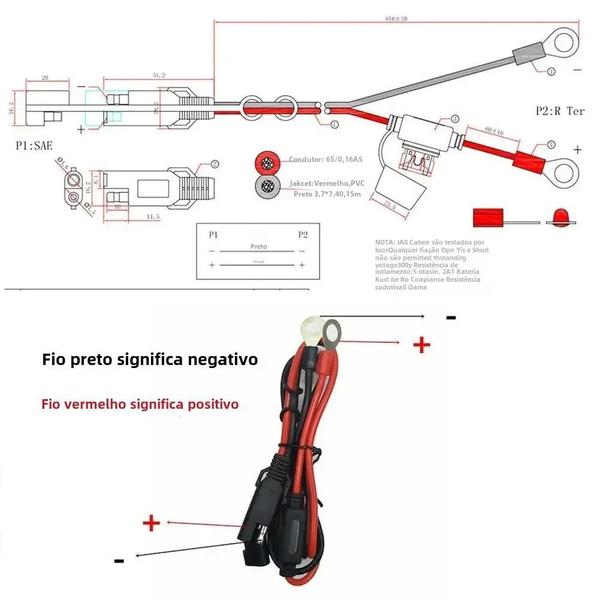 Imagem de Cabo SAE 16AWG com Terminal de Fusível de Liberação Rápida e Conector O - Adaptador de Extensão