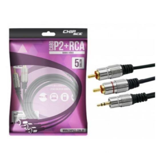 Imagem de Cabo Sound P2-Macho 2 Rca-Macho 5 Metros Adaptador Soumd