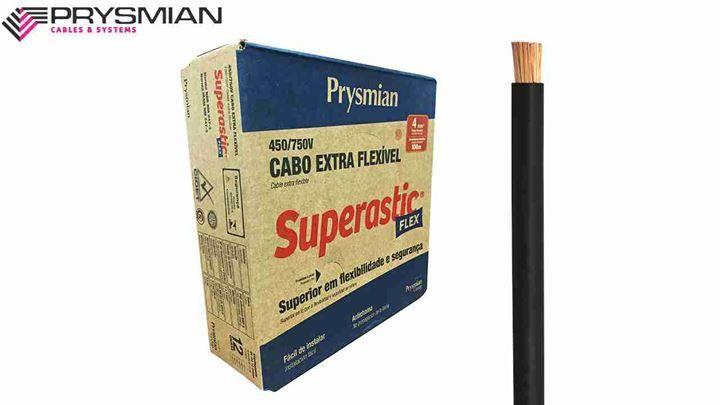 Imagem de Cabo Superastic Flexível 4mm² rolos c/100m preto 450v/750v - Prysmian