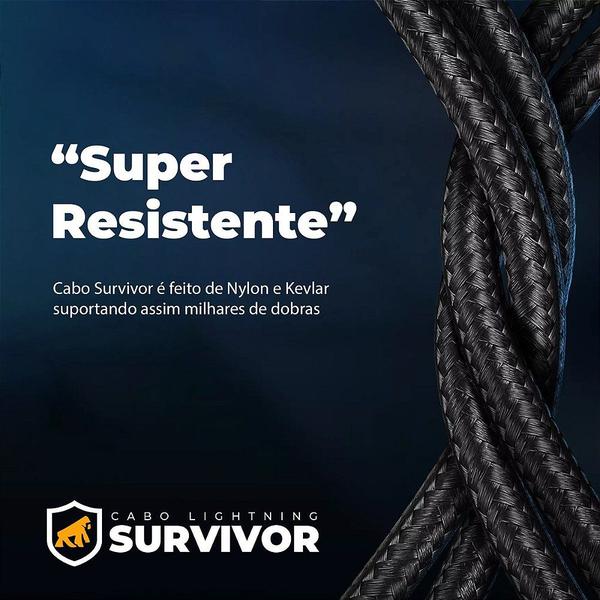 Imagem de Cabo Survivor compatível com Lightning / Tipo C - 1,5m - Gshield