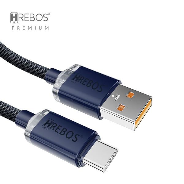 Imagem de Cabo Tipo-c x USB Turbo Luxury Acrylic de 1 metro com acabamento em tecido trançado e pontas de acrílico