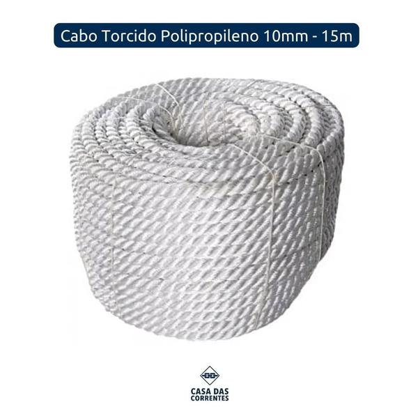 Imagem de Cabo Torcido 3 Pernas Polipropileno 10mm 15m - Resistente UV