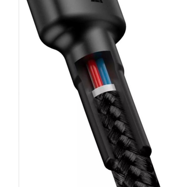 Cabo Turbo Duplo Tipo C Baseus 60w 20v 3a 2 Metros Preto Imagem de Cabo Turbo Duplo Tipo C Baseus 60w 20v 3a 2 Metros Preto
