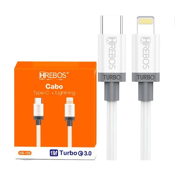 Imagem de Cabo Turbo Tipo C Para Lightning 1 Metro Branco Hrebos HS-130