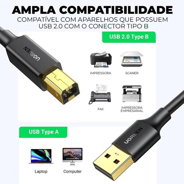 Imagem de Cabo Ugreen Para Impressora Usb Am Para Bm Universal 1.5m