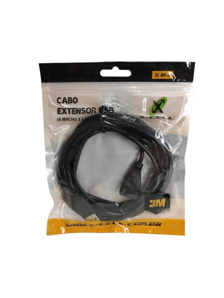 Imagem de Cabo USB 2.0 Etensão 2 Metros Extensor Macho Fêmea Preto