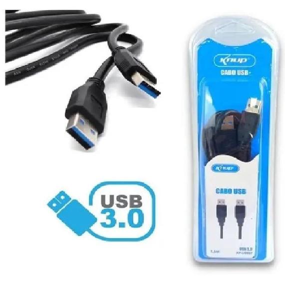 Cabo Usb 3.0 De Dados Macho/macho 1.5m Preto Grosso Knup Imagem de Cabo Usb 3.0 De Dados Macho/macho 1.5m Preto Grosso Knup