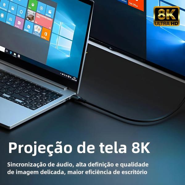 Imagem de Cabo USB 3.2 20Gbps Thunderbolt 3 (Tipo C para Tipo C) - 8K 60Hz - Compatível com iPhone 15 Pro Max