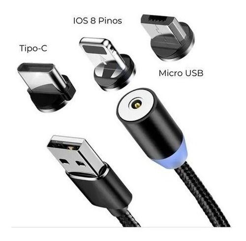 Imagem de Cabo USB 3 em 1 com Magnetismo Forte - Carregamento e Transmissão de Dados em uma Única Solução!!