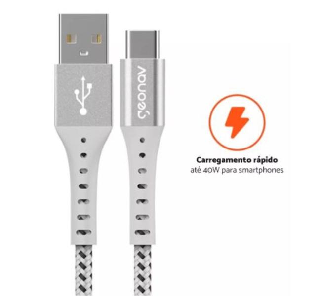 Imagem de Cabo USB A p/ USB C em Nylon Trançado 1,20 metros by Geonav