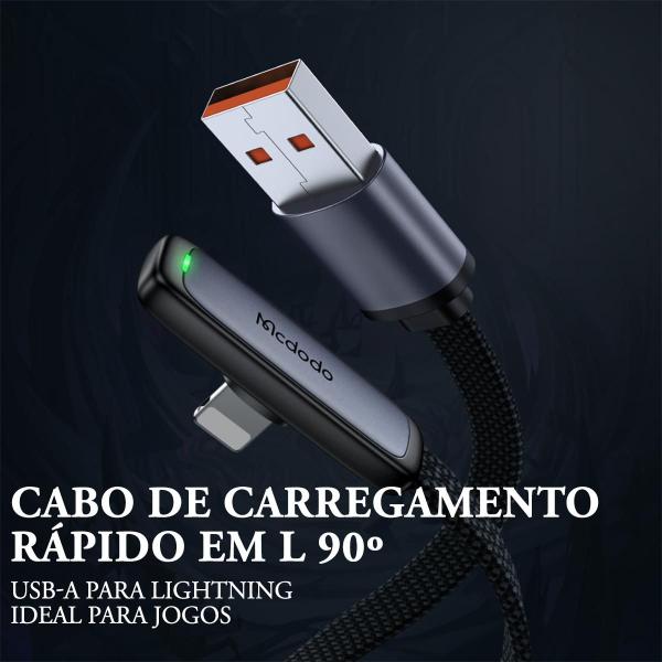 Imagem de Cabo Usb-A Para Lightning 90 1m Turbo Em L Pd 36W 3A Mcdodo