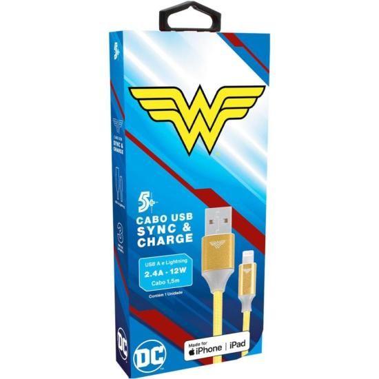 Imagem de Cabo USB-A Para Lightning Wonder Woman 1,5m 5+