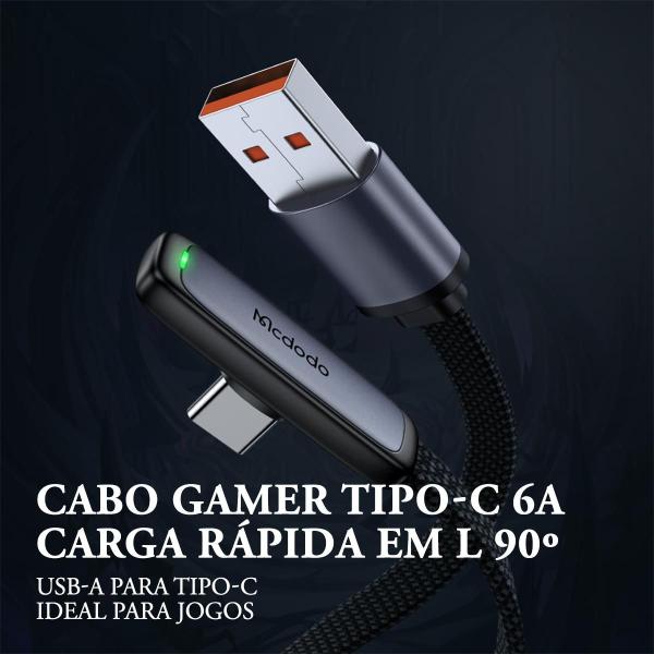 Imagem de Cabo Usb-A Para Tipo C 90 1m Turbo Em L Pd 100W 6A Mcdodo