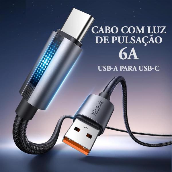 Imagem de Cabo Usb-a Para Tipo-C Com Led Turbo Pd 100w 6a 1m Mcdodo