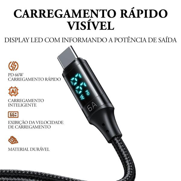 Imagem de Cabo Usb-a Para Tipo-C Com Led Turbo Pd 66w 6a 1m Mcdodo