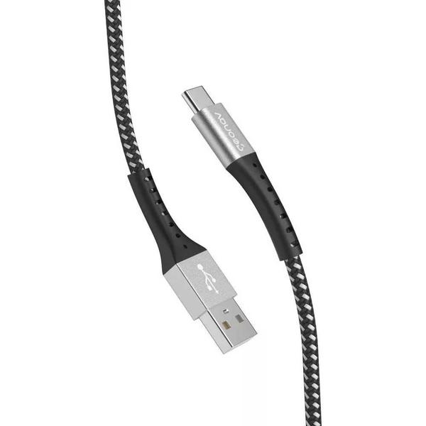 Imagem de Cabo USB-A Para USB-C Em Nylon Trançado Geonav 1,2m ESC05BK