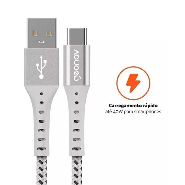 Imagem de Cabo USB-A para USB-C Geonav 1,2m Branco