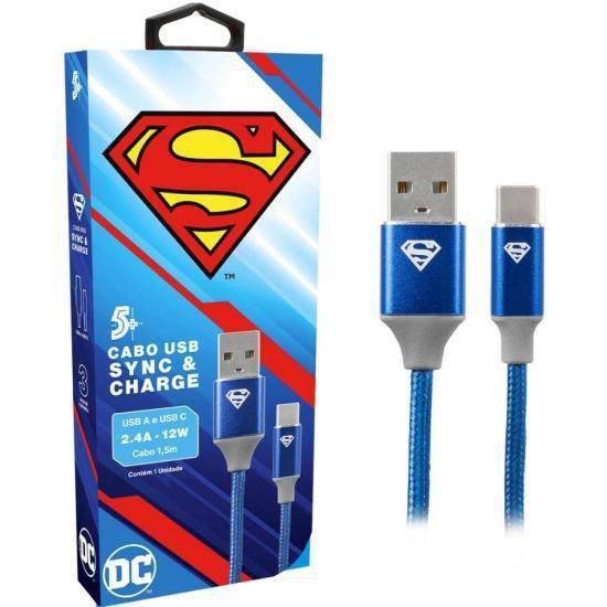 Imagem de Cabo Usb-A Para Usb-C Superman 1,5M 5+