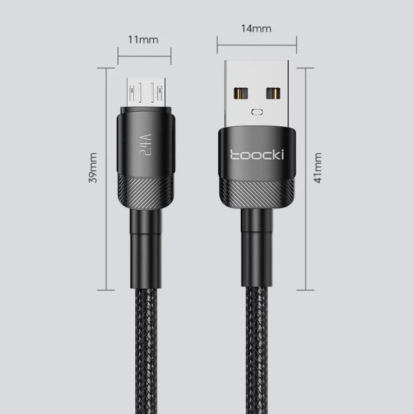 Imagem de Cabo USB-A x Micro USB 2.4A Nylon 2m Toocki TQ-X12