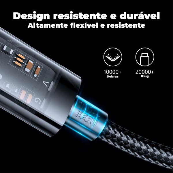 Imagem de Cabo Usb C 100W Carregamento Ultra Rápido 1,2m Azul Joyroom