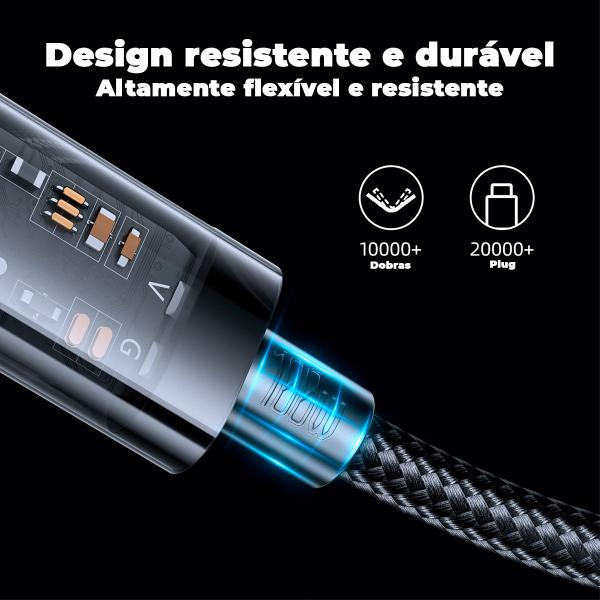 Cabo Usb C 100W Carregamento Ultra Rápido 1,2m Preto Joyroom Imagem de Cabo Usb C 100W Carregamento Ultra Rápido 1,2m Preto Joyroom