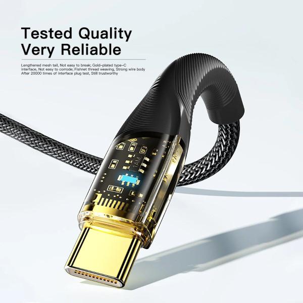 Imagem de Cabo USB-C 100W PD QC 4.0 Translucent Plug Nylon 2m Essager