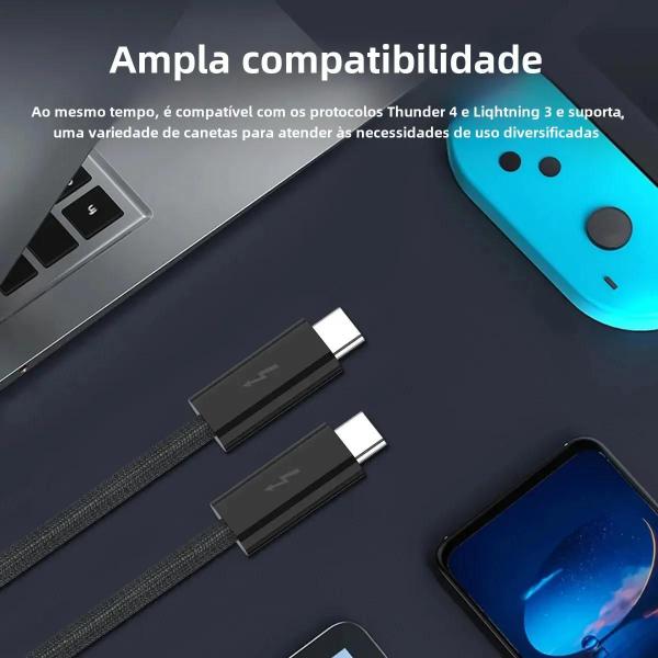 Cabo USB-C 4.0 de Alta Velocidade - 240W, 40Gbps, 8K - Carregamento Rápido Imagem de Cabo USB-C 4.0 de Alta Velocidade - 240W, 40Gbps, 8K - Carregamento Rápido
