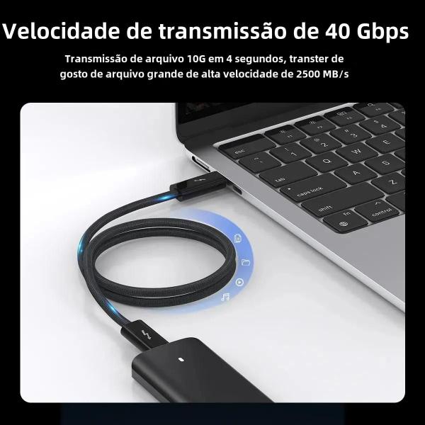 Cabo USB-C 4.0 de Alta Velocidade - 240W, 40Gbps, 8K - Carregamento Rápido Imagem de Cabo USB-C 4.0 de Alta Velocidade - 240W, 40Gbps, 8K - Carregamento Rápido