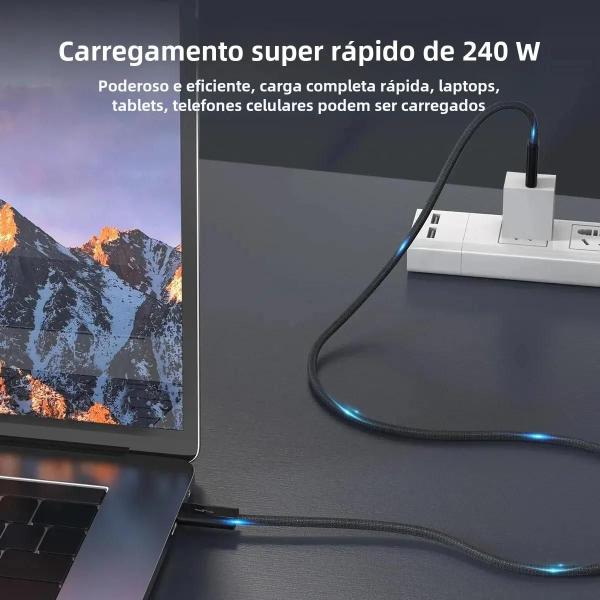 Cabo USB-C 4.0 de Alta Velocidade - 240W, 40Gbps, 8K - Carregamento Rápido Imagem de Cabo USB-C 4.0 de Alta Velocidade - 240W, 40Gbps, 8K - Carregamento Rápido