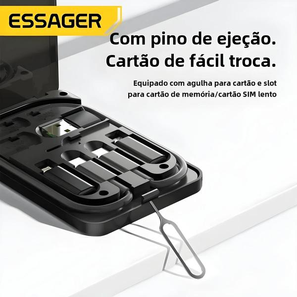 Imagem de Cabo USB-C 4 em 1 Essager PD 60W - Carregamento Rápido com Caixa de Armazenamento