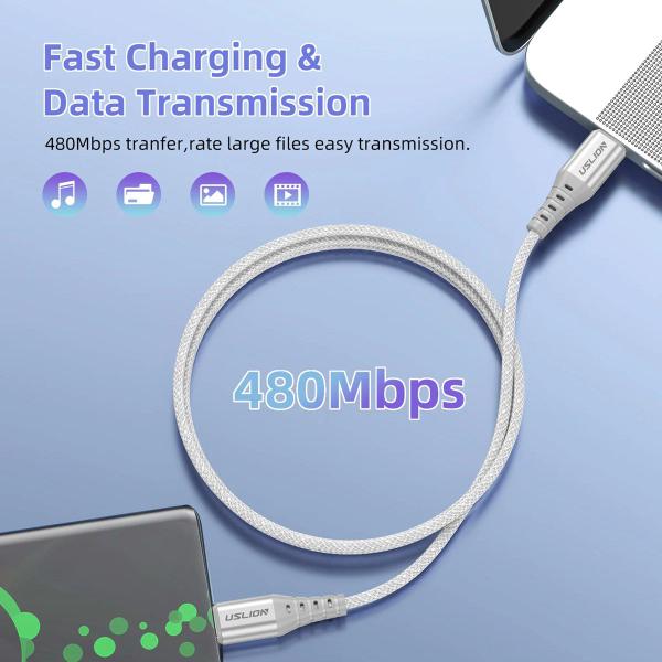 Imagem de Cabo USB-C 60W Fast Charging 5A Colors 1m Uslion