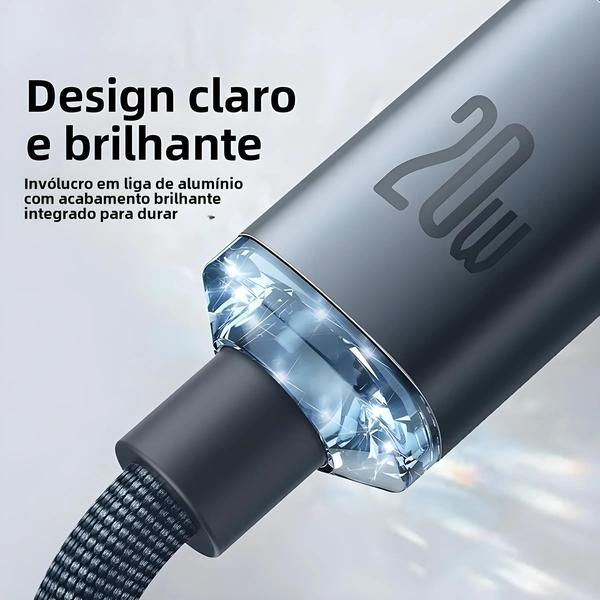 Imagem de Cabo USB-C Baseus PD 20W - Carregamento Rápido para iPhone 14, 13, 12, X e 8