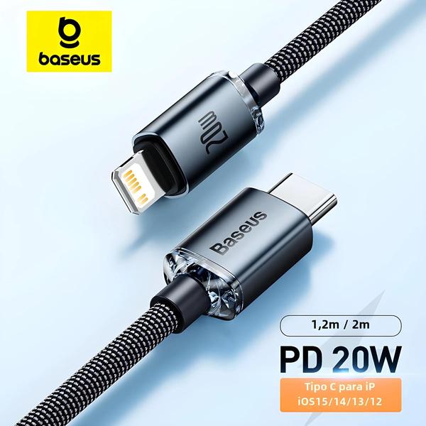 Imagem de Cabo USB-C Baseus PD 20W para iPhone 14/13/12/X/8 - Carregamento Rápido