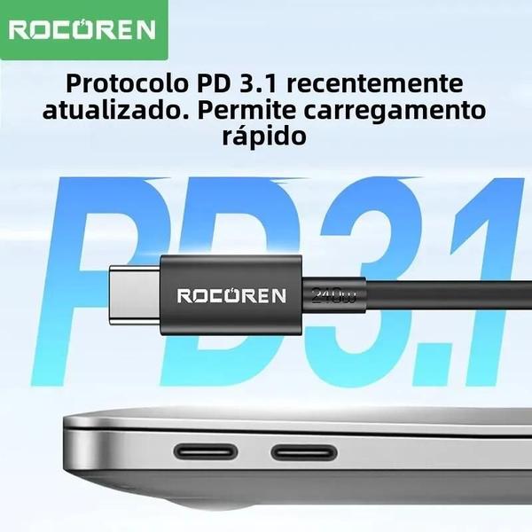 Imagem de Cabo USB-C de 240W PD 3.1 para Macbook, Samsung S22 e Xiaomi - Carregamento Rápido