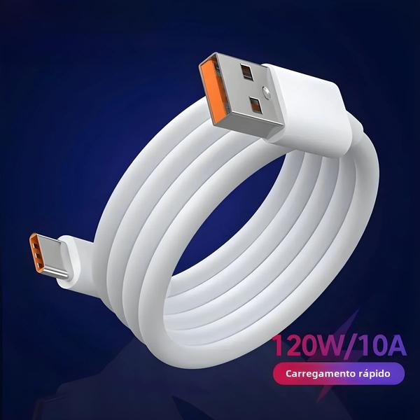 Imagem de Cabo USB-C de Carregamento Rápido 120W - Compatível com Huawei, Xiaomi, Samsung, OnePlus e POCO