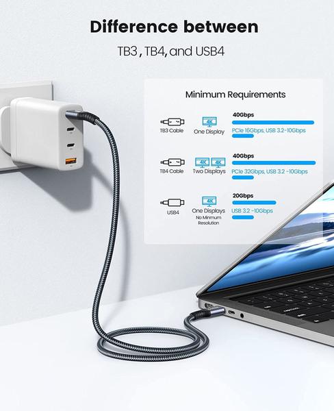 Imagem de Cabo USB-C ORICO 40gbps Thunderbolt 4 8k 60hz PD100w - 2 Metro