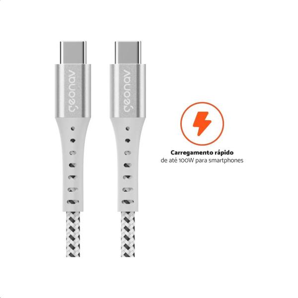 Imagem de Cabo USB-C P/ USB-C Carga Rápida Conector Aluminio