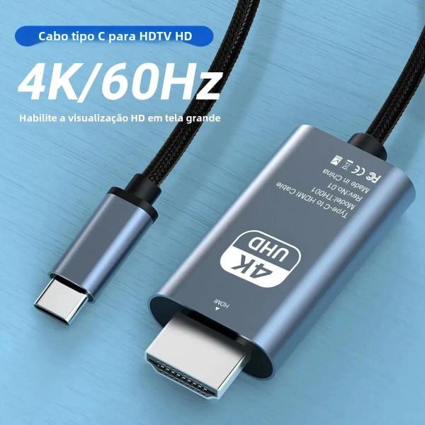 Imagem de Cabo USB-C para HDMI 4K@60Hz (6,6 pés) - Compatível com iPhone 15 Pro Max, Mac e Thunderbolt 4/3