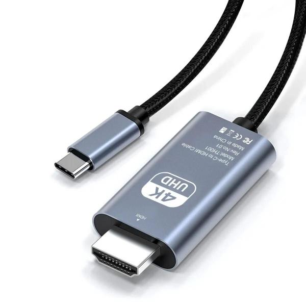 Imagem de Cabo USB-C para HDMI 4K@60Hz (6,6 pés) - Compatível com iPhone 15 Pro Max, Mac e Thunderbolt 4/3