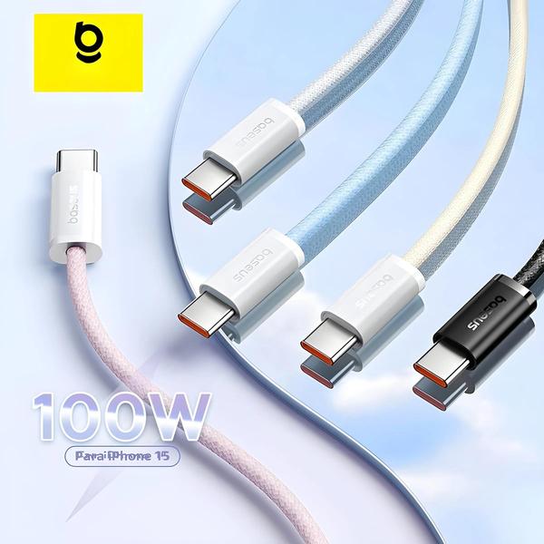 Imagem de Cabo USB-C para iPhone 15, MacBook, iPad e Samsung - Carregamento Rápido 100W