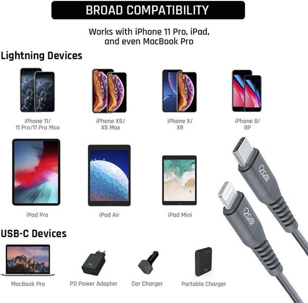 Imagem de Cabo Usb-c Para Lightning Certificado Mfi I2go Pd 2 Metros 