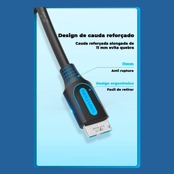 Imagem de Cabo USB C Para Micro B 3.0 Hd Externo Macbook 50cm Vention