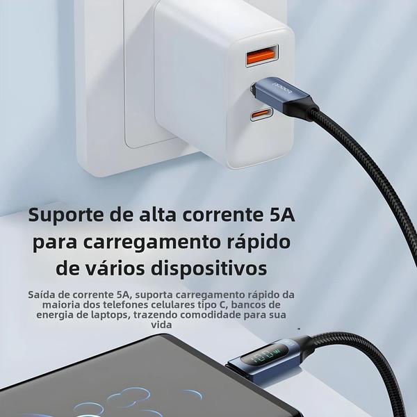 Imagem de Cabo USB-C para USB-C 100W - Carregamento Rápido com Suporte a PD