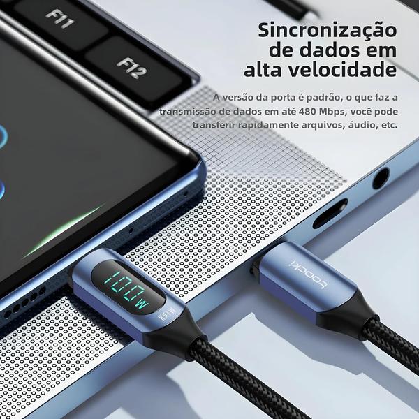 Imagem de Cabo USB-C para USB-C 100W - Carregamento Rápido com Suporte a PD