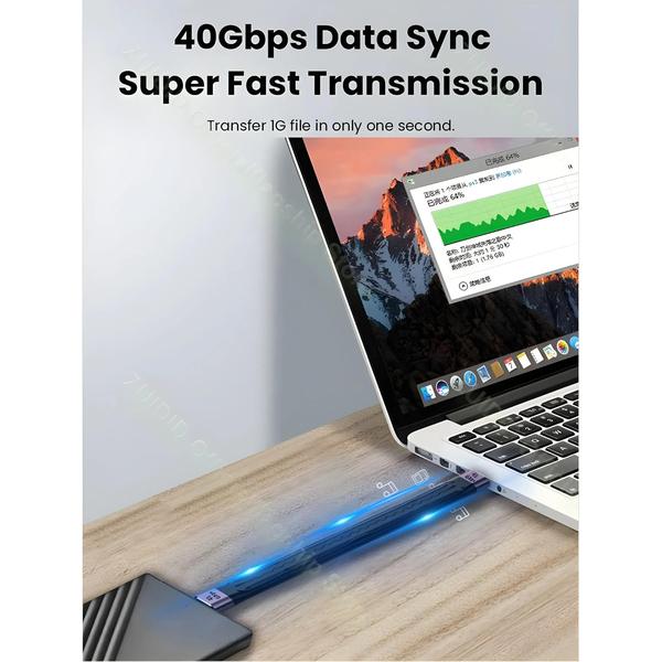Cabo USB-C para USB-C 40Gbps - USB4.0, PD 100W, Thunderbolt 3, 4K@60Hz Imagem de Cabo USB-C para USB-C 40Gbps - USB4.0, PD 100W, Thunderbolt 3, 4K@60Hz