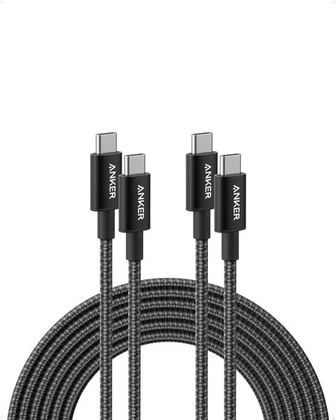 Imagem de Cabo USB C para USB C Anker 3m 100W de carregamento rápido, pacote com 2 unidades, preto