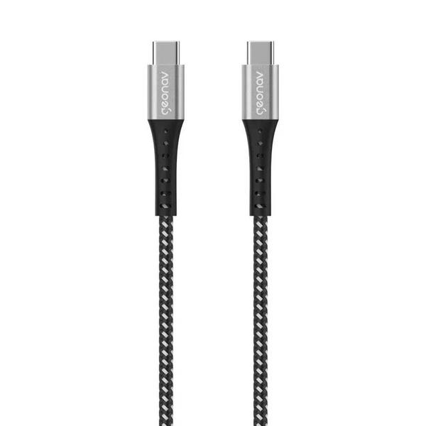 Imagem de Cabo USB-C para USB-C Geonav 1,2m Nylon Trançado Preto 1,20m