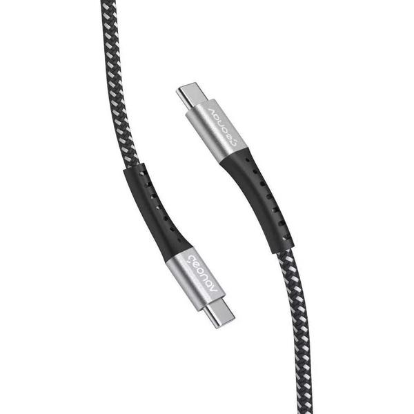 Imagem de Cabo USB-C para USB-C Geonav 1,2m Nylon Trançado Preto 1,20m