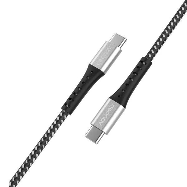 Imagem de Cabo USB-C para USB-C Geonav 1,2m Nylon Trançado Preto 1,20m